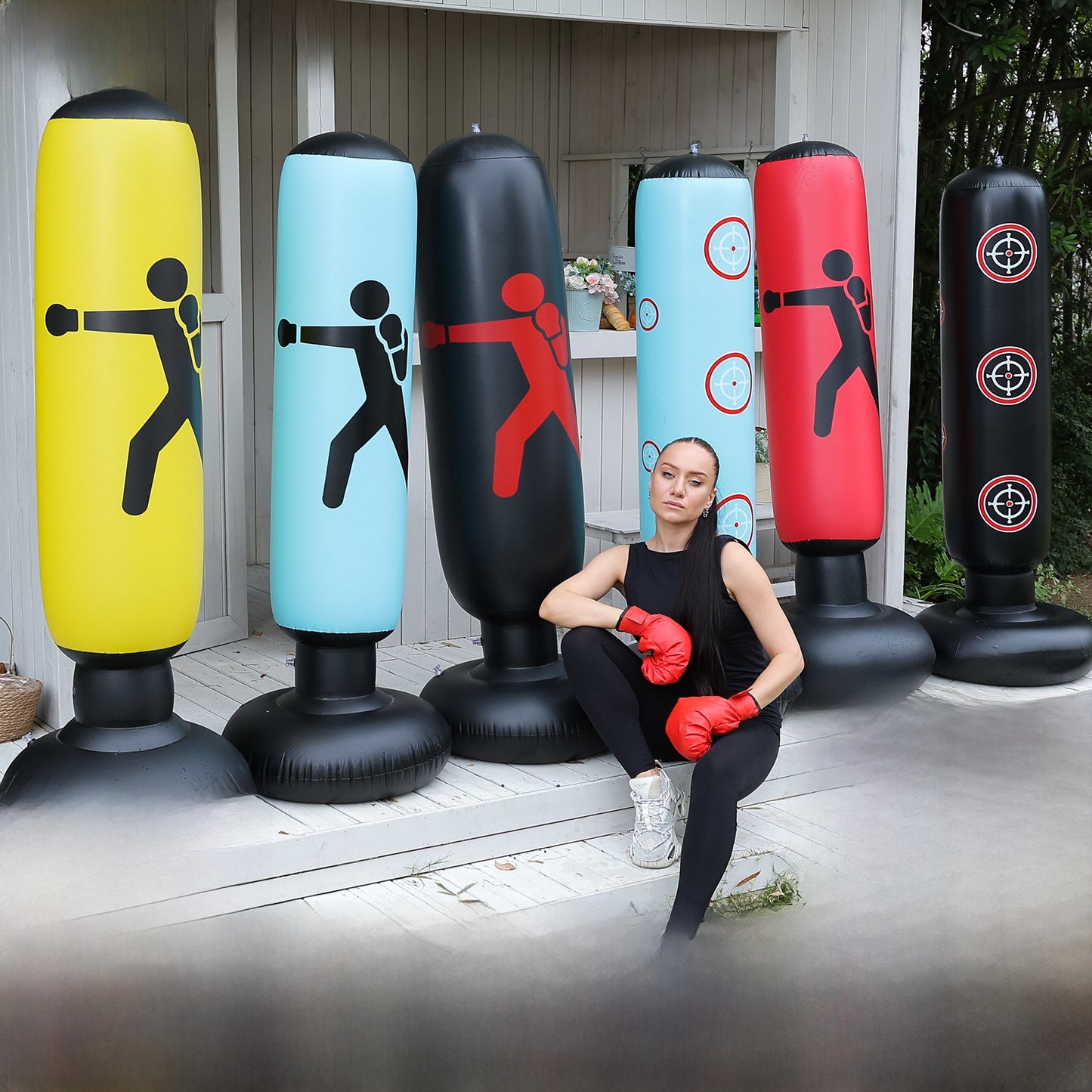 Inflatable punching post boxing post